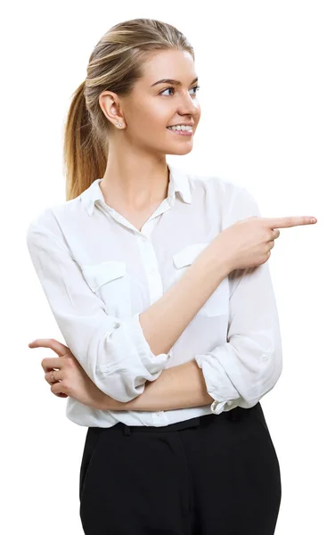 Retrato de una joven mujer de negocios con cabello rubio . — Foto de Stock