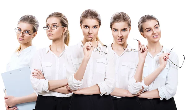 Collage de joven mujer de negocios con cabello rubio . — Foto de Stock