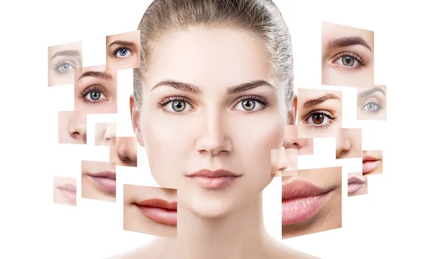 Face of beautiful woman pictured of different parts. — Stock Photo, Image