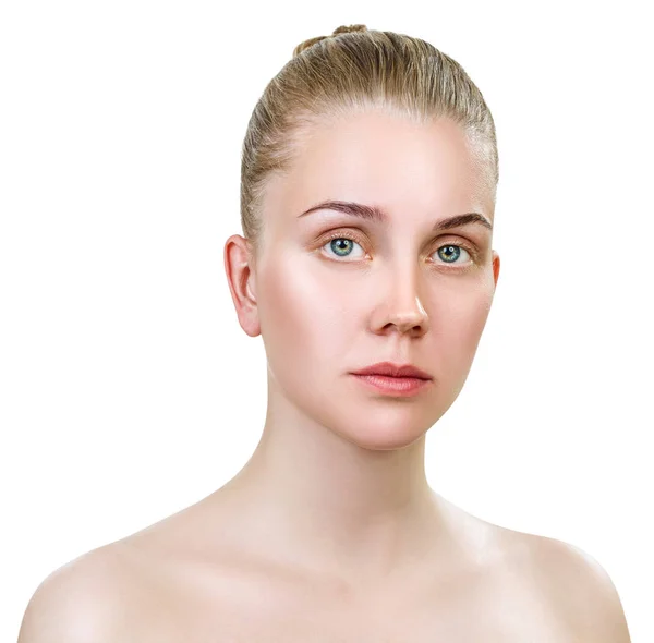 Young sensual woman without make-up and clean healthy skin. — Stock Photo, Image