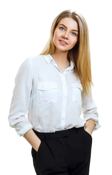 Porträt einer jungen Geschäftsfrau mit blonden Haaren. — Stockfoto