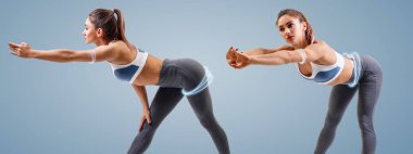 Genç sportif kadın ısınma yada.