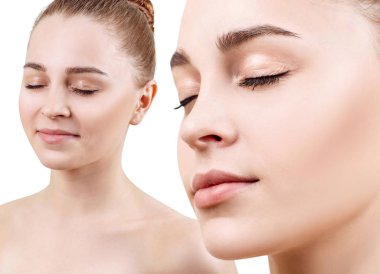 Güzel şehvetli kadın mükemmel cilt ile kolaj.