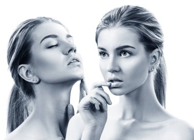 Güzel şehvetli kadın yüz kolaj.