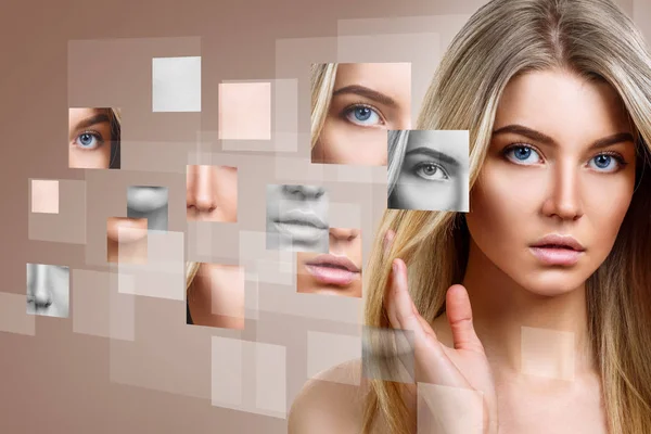 Womans face collected from different parts. — Stock Photo, Image