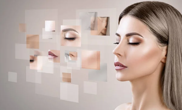 Womans face collected from different parts. — Stock Photo, Image