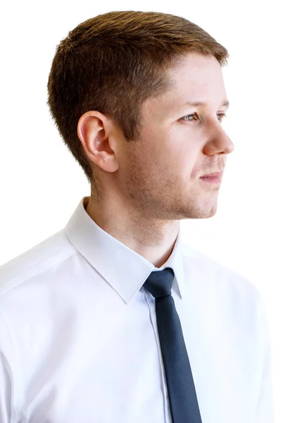 Thoughtful businessman posing isolated on white background. — Stock Photo, Image