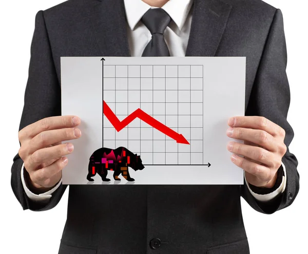 Black silhouette bear financial icons. — Stock Photo, Image