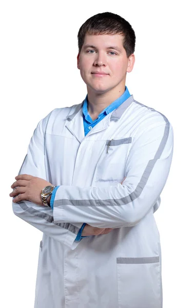 Portrait of a male doctor with crossed arms. Stock Image