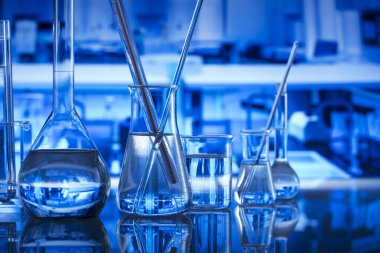 Bilim kavramı arka plan. Laboratuvar cam kompozisyon.