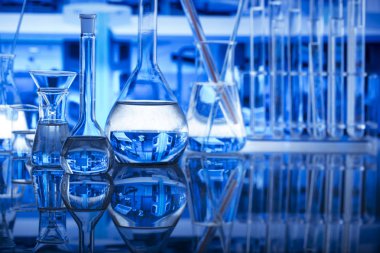 Bilim kavramı arka plan. Laboratuvar cam kompozisyon.