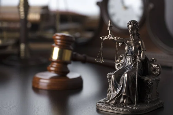 Judges Gavel Themis Statue Symbols Law Justice — Stock Photo, Image