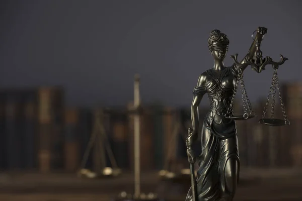 Wet Een Justitie Concept Vrouwe Justitia Standbeeld Themis — Stockfoto