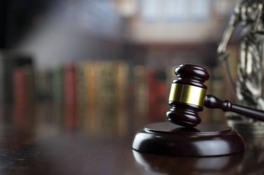 Hukuk teması. Heykel ve Yargıç Tokmak hukuk fakültesi kütüphanesinde..