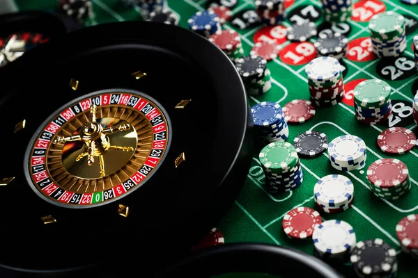 Table Roulette Casino Casino Feutre Table Verte Avec Des Numéros — Photo