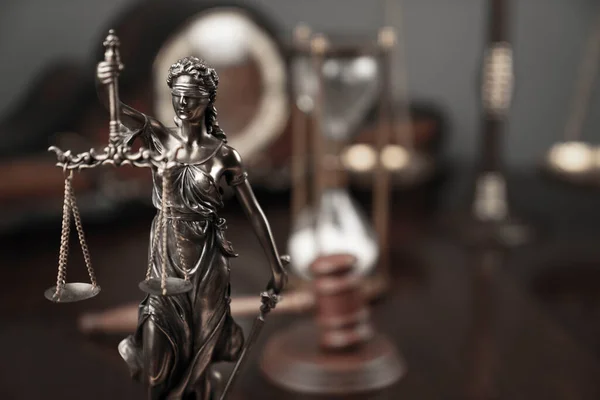 Concepto Oficina Abogados Composición Los Símbolos Ley Escultura Temática Mazo — Foto de Stock