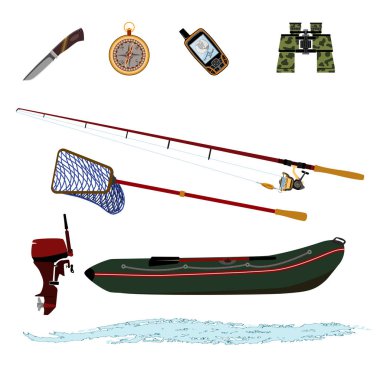 Siluetleri aktif bir yaşam tarzı için kümesi. Arkadaş iyi şirket turizm ve Doğa gezileri için. Bobin ve Kancalı baubles dön. Stilize dalga su. Balıkçılar ve salonu için .