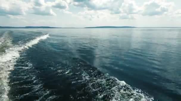 Förflyttning Med Båt Havet Skytte Från Aktern Kan Kölvattnet Från — Stockvideo