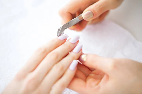 Beleza Cuidado Mãos Mulher Bonitas Com Manicure Perfeito Uma Mulher — Fotografia de Stock