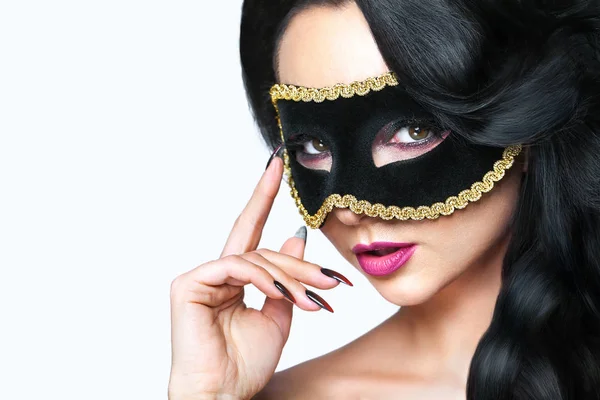 Aantrekkelijke Jonge Vrouw Met Venetië Masker Studio Portret — Stockfoto