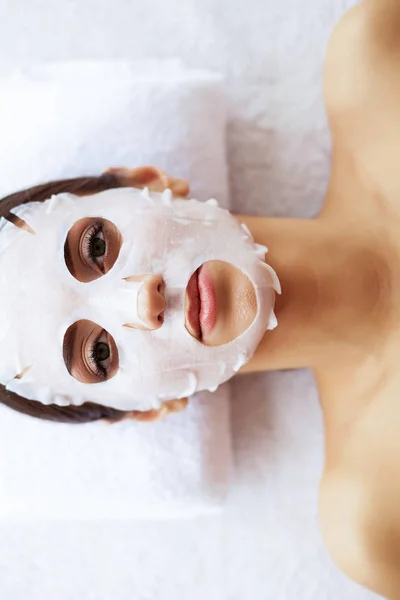 Beleza Cuidado Menina Bonita Salão Spa Procedimentos Faciais Máscara Cara — Fotografia de Stock