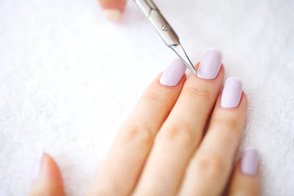 Spa Manicure Francuski Manicure Salonie Spa Kobieta Ręce Salon Paznokci — Zdjęcie stockowe