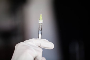 Şırınga. Aşı önlem hastaya şırınga hazır doktor.