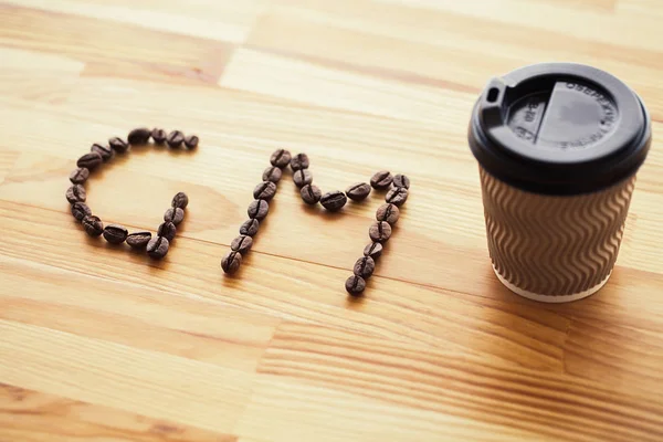 Buenos Días Hora Del Café Café Para Llevar Frijoles Sobre — Foto de Stock