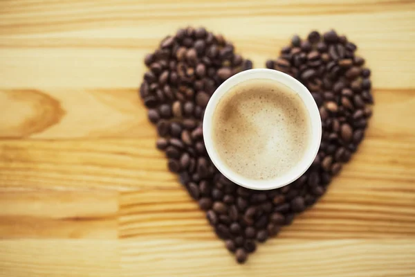 Good Morning Coffee Time Coffee Beans Wooden Background — Stock Photo, Image