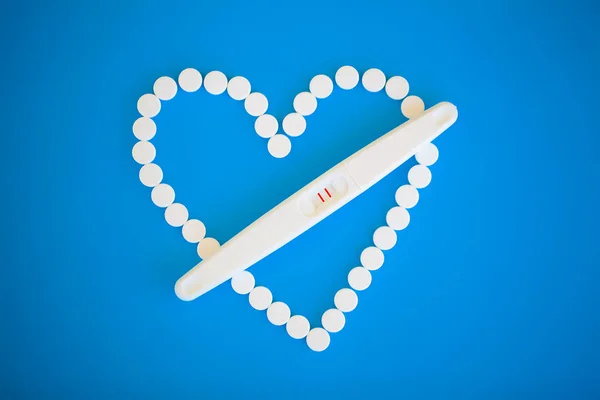 Planificación Del Embarazo Concep Prueba Embarazo Positiva Con Dos Rayas — Foto de Stock