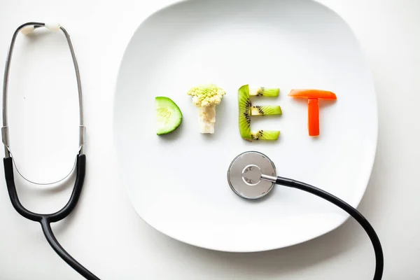 Diet or weight control concept. Centimeter tape and fork on a white background with a place for inserting text. concept of health, weight loss, diet, proper nutrition.