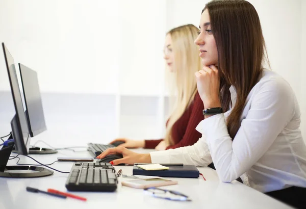 Two female colleagues in office working together. Two female colleagues in office working together — Stock Photo, Image