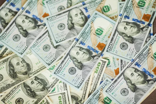 Amerikanska pengar bakgrund textur räkningar av 100 amerikanska dollar — Stockfoto