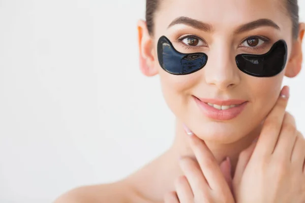 Skin Care Mask. Woman With Black Patches — Stock Photo, Image