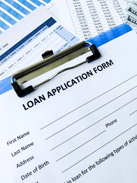 Loan application form document with graph on table