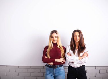 İki kadın arkadaşları birlikte çalışma ofisinde. İki kadın arkadaşları Office birlikte çalışma