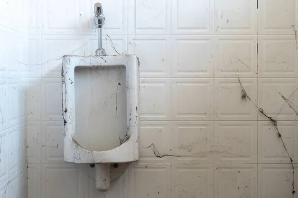 Abandoned toilet. a lot of cobwebs and garbage in abandoned toilet. — Stock Photo, Image