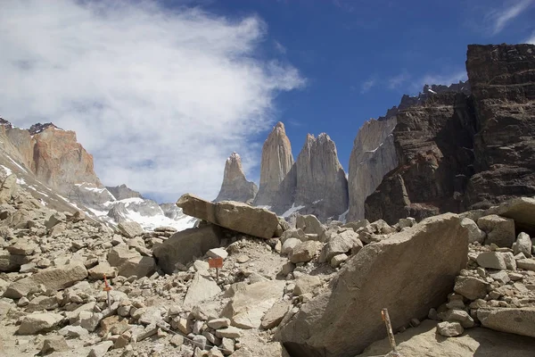 Torres Del Paine Στο Εθνικό Πάρκο Torres Del Paine Χιλιανή — Φωτογραφία Αρχείου