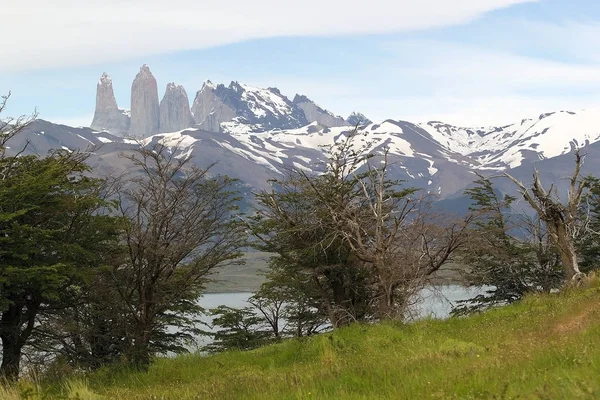 Torres Del Paine Com Clima Típico Patagônia Parque Nacional Torres — Fotografia de Stock