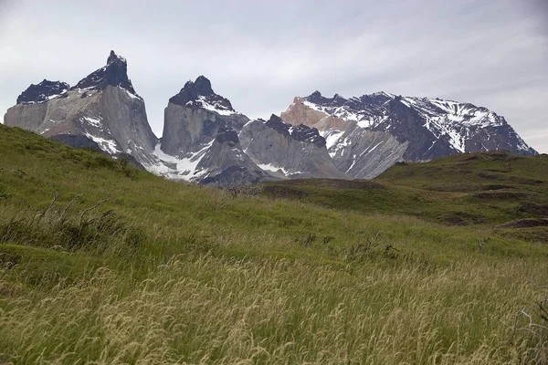 Cuernos Del Paine Bei Typischem Patagonischen Wetter Nationalpark Torres Del — Stockfoto