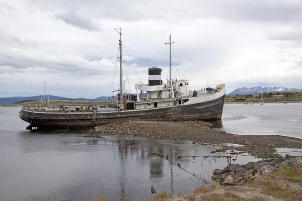 Ztroskotání Přístavu Ushuaia Kapitál Tierra Del Fuego Atartida Islas Del — Stock fotografie