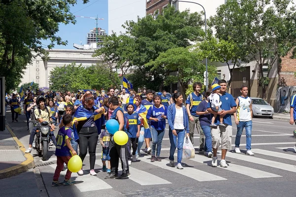 Tifosi Del Boca Junior Lungo Strada Buenos Aires Prima Della — Foto Stock