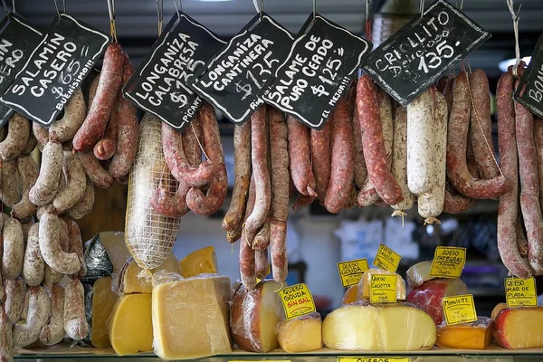 Salami Cheese Sale Market San Telmo District Buenos Aires Argentina — Stock Photo, Image