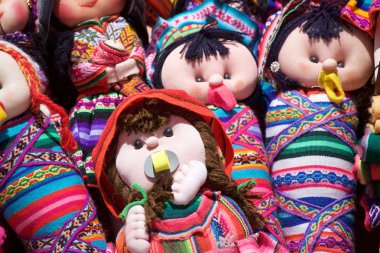 Purmamarca tekstil mağazasında satılık Dolls, Jujuy Province, Arjantin