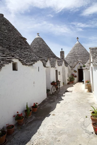 Trullo Entlang Der Straße Rione Aia Piccola Alberobello Apulien Italien — Stockfoto