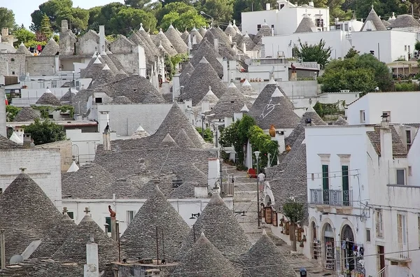 Dachy Trullo Alberobello Apulia Włochy Alberobello Małe Miasteczko Południowych Włoszech — Zdjęcie stockowe