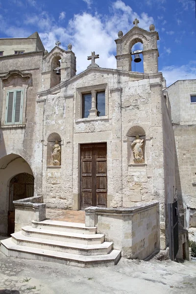 Kyrkan Vid Sassi Matera Matera Italien Sassi Matera Två Distrikt — Stockfoto