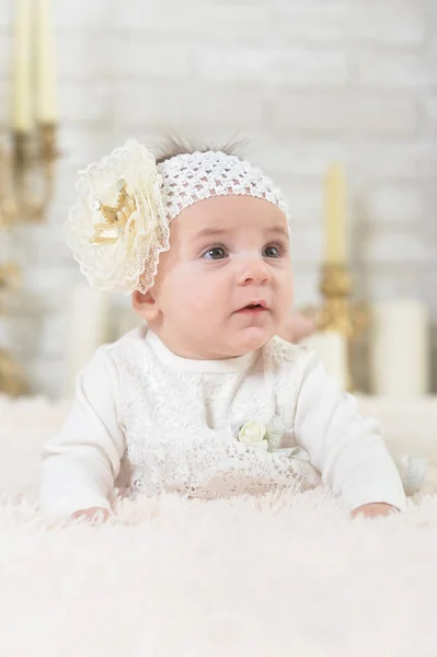 Adorable Baby Girl White Background — Stock Photo, Image