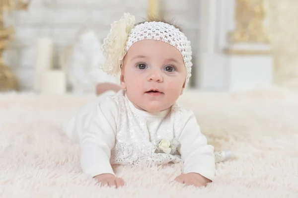 Adorable Baby Girl White Background — Stock Photo, Image