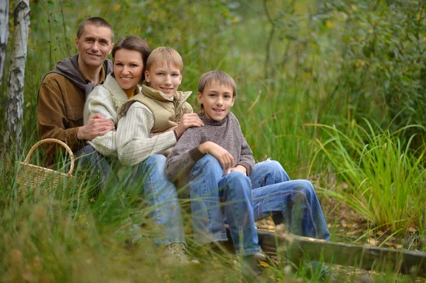 Family of four in park — Stock Photo, Image